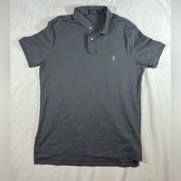Men’s Polo Ralph Lauren Large Soft Cotton Classic Polo Shirt Gray/Green EUC - Picture 1 of 8